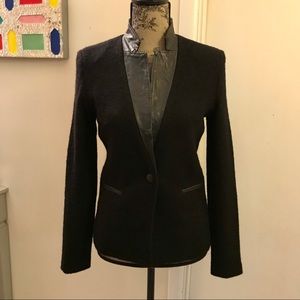 ✨EUC Line Wool Boucle and Lamb Leather Blazer